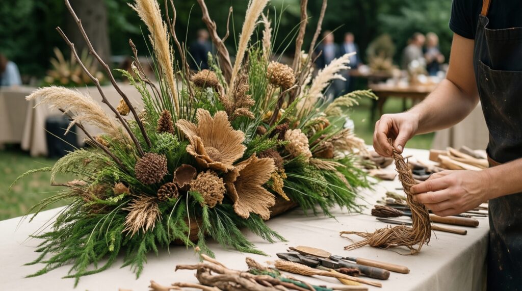 Декор из природных материалов: венки, кашпо, панно и садовые композиции - иллюстрация