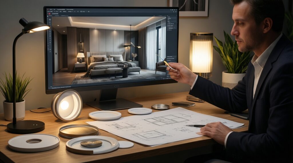 Освещение в интерьере: сценарии света для кухни, спальни и гостиной - иллюстрация